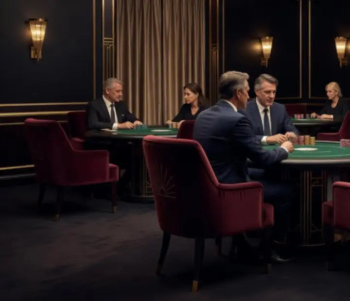 VIP poker lounge s privátním stolem a luxusním posezením